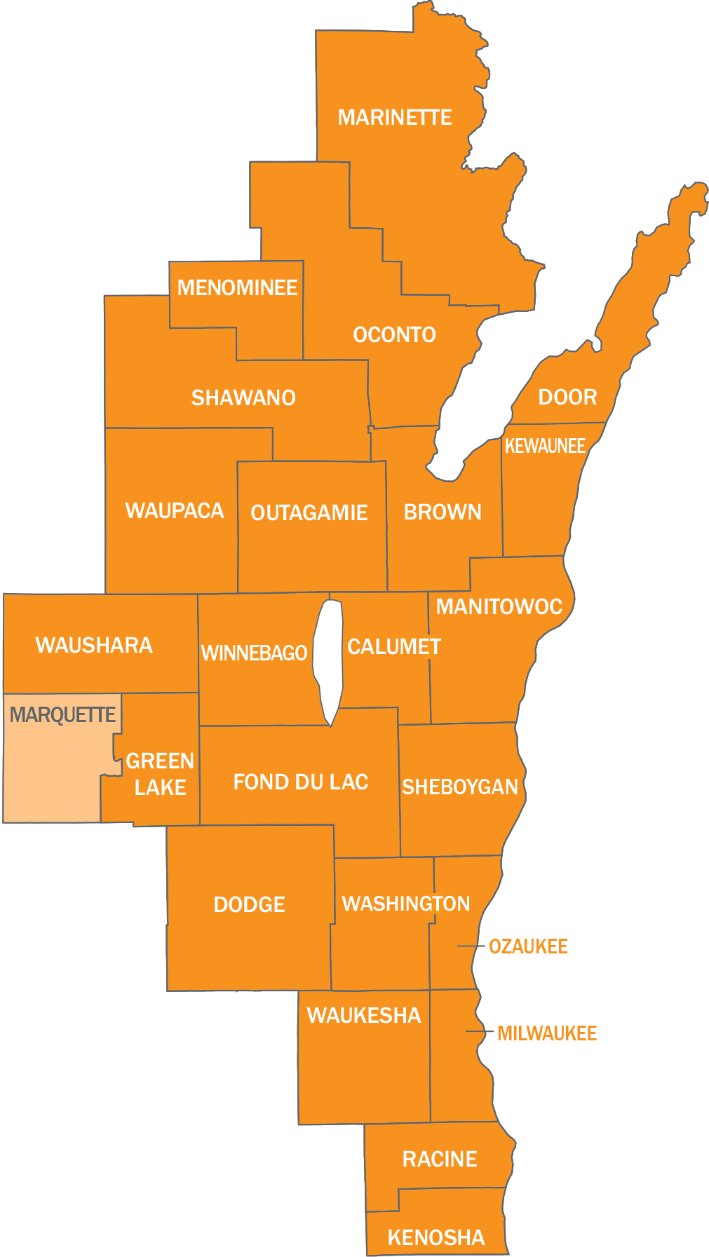 map showing wisconsin counties for etf plan coverage