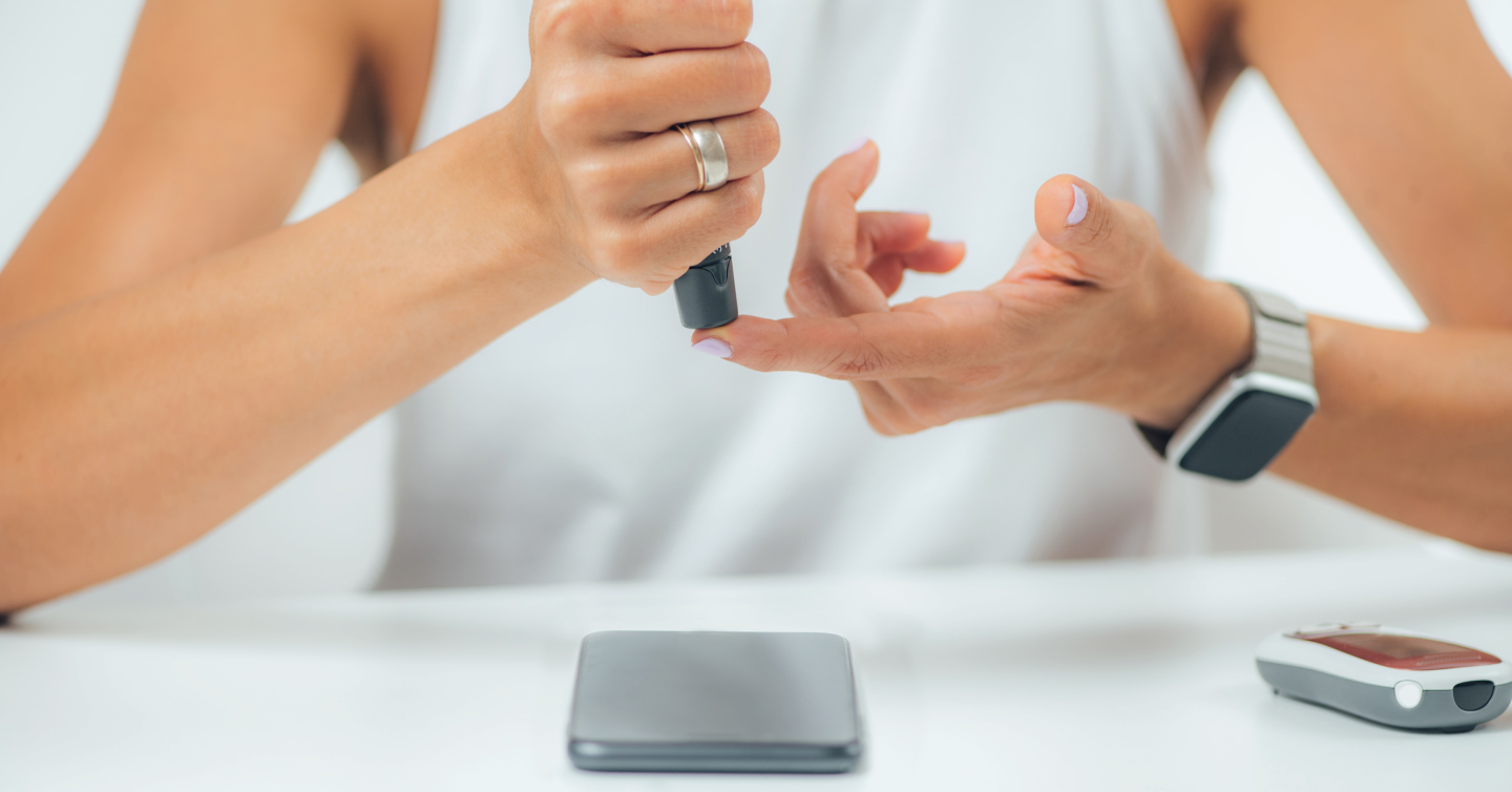 diabetes test with finger stick