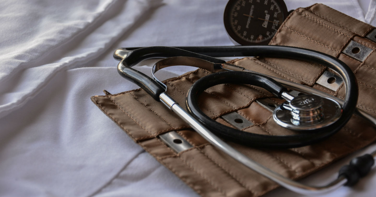 blood pressure cuff on a table