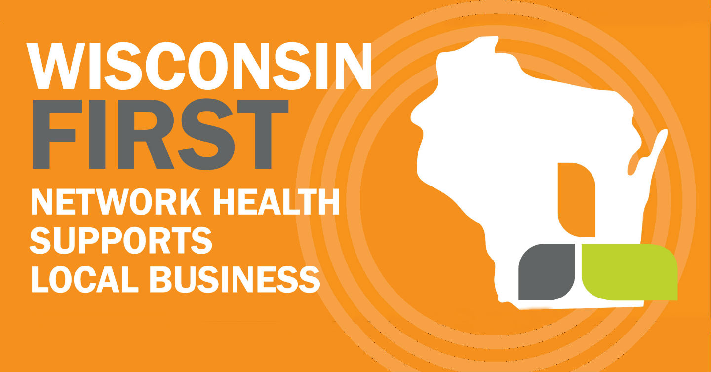 state of wisconsin with network health logo overlaid