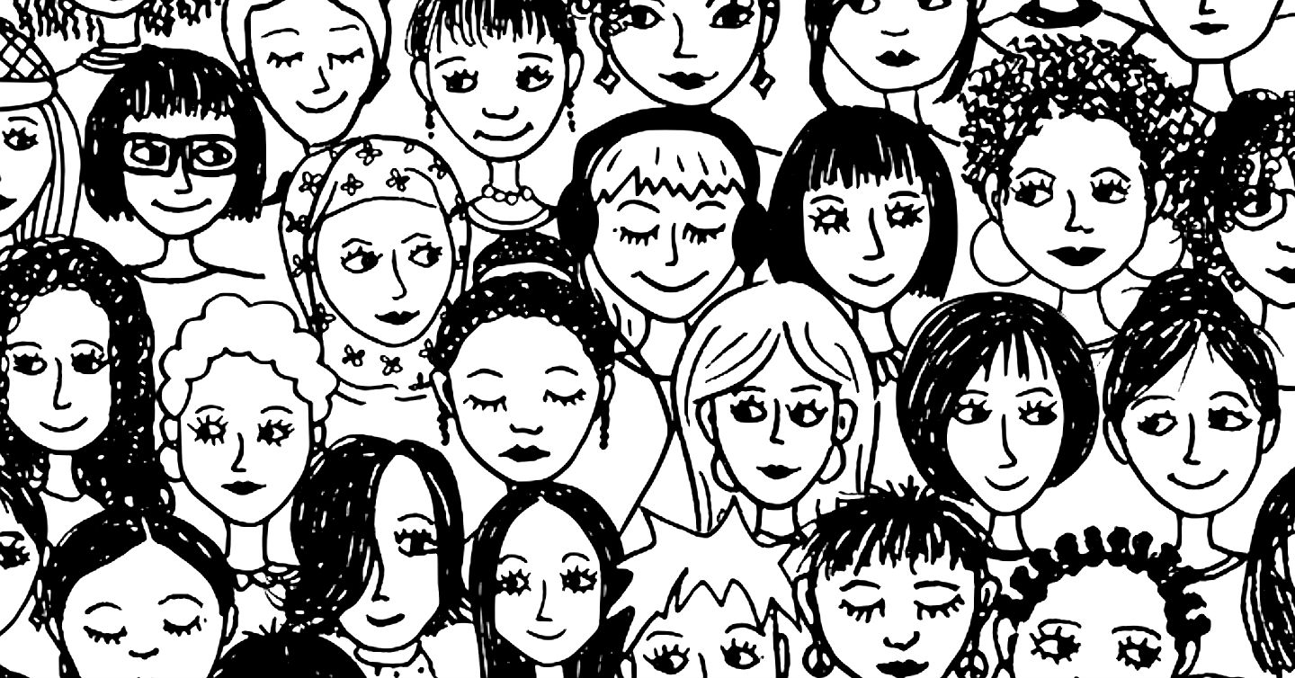 pen sketch of women's faces