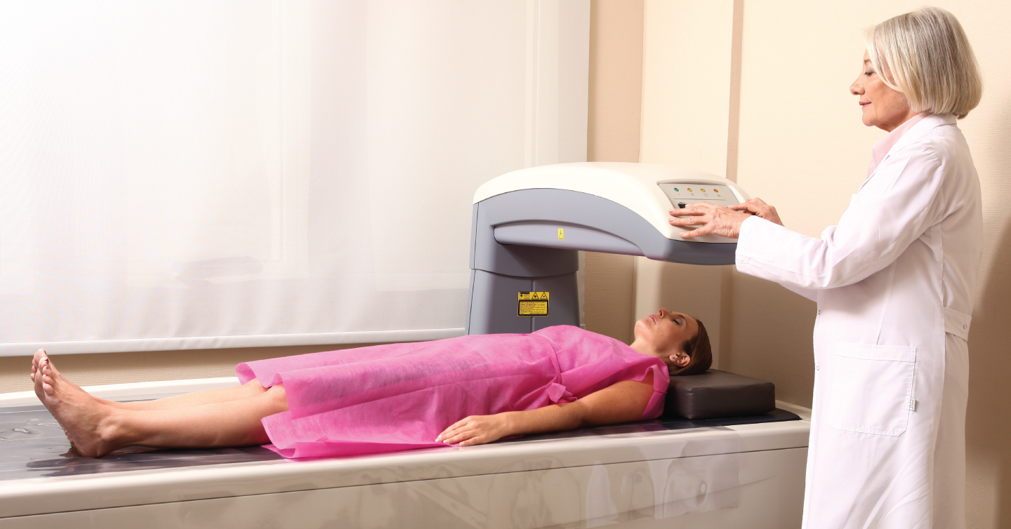 a person getting a bone screening done