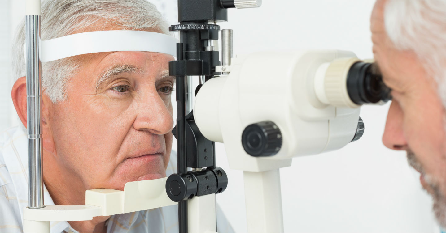 man getting eye test to see if diabetes has caused vision loss