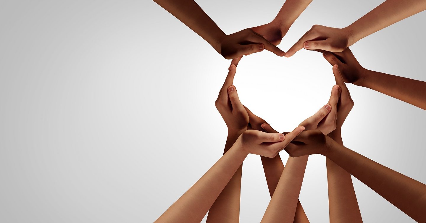 heart shape made of several conjoined hands
