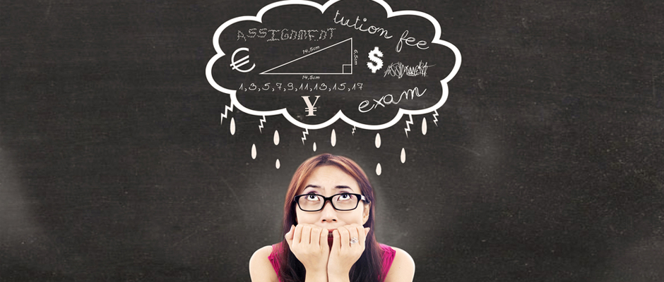 Teen Stress diagram showing student worried in front of chalkboard